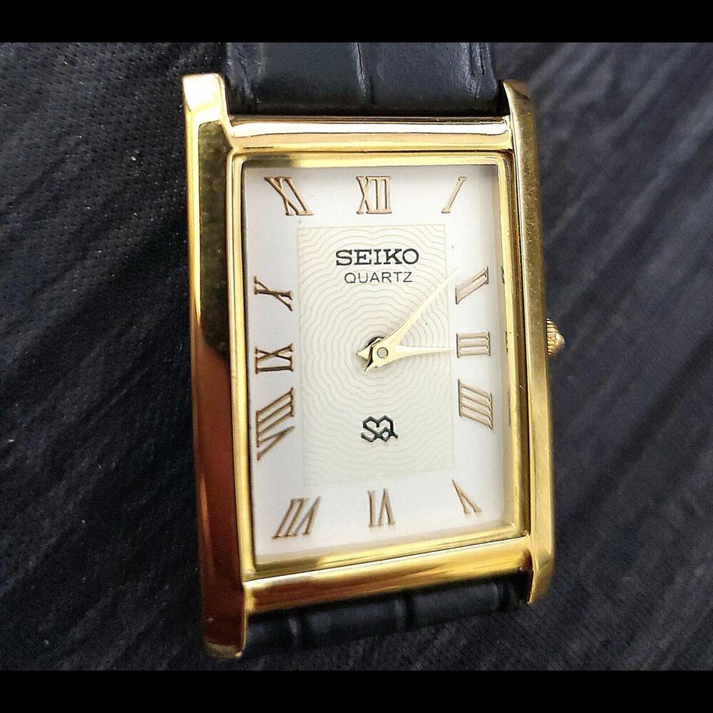 Gorgeous Seiko GOLD White Dial New Batt & Movt‎ Men's SEIKO Tank Watch